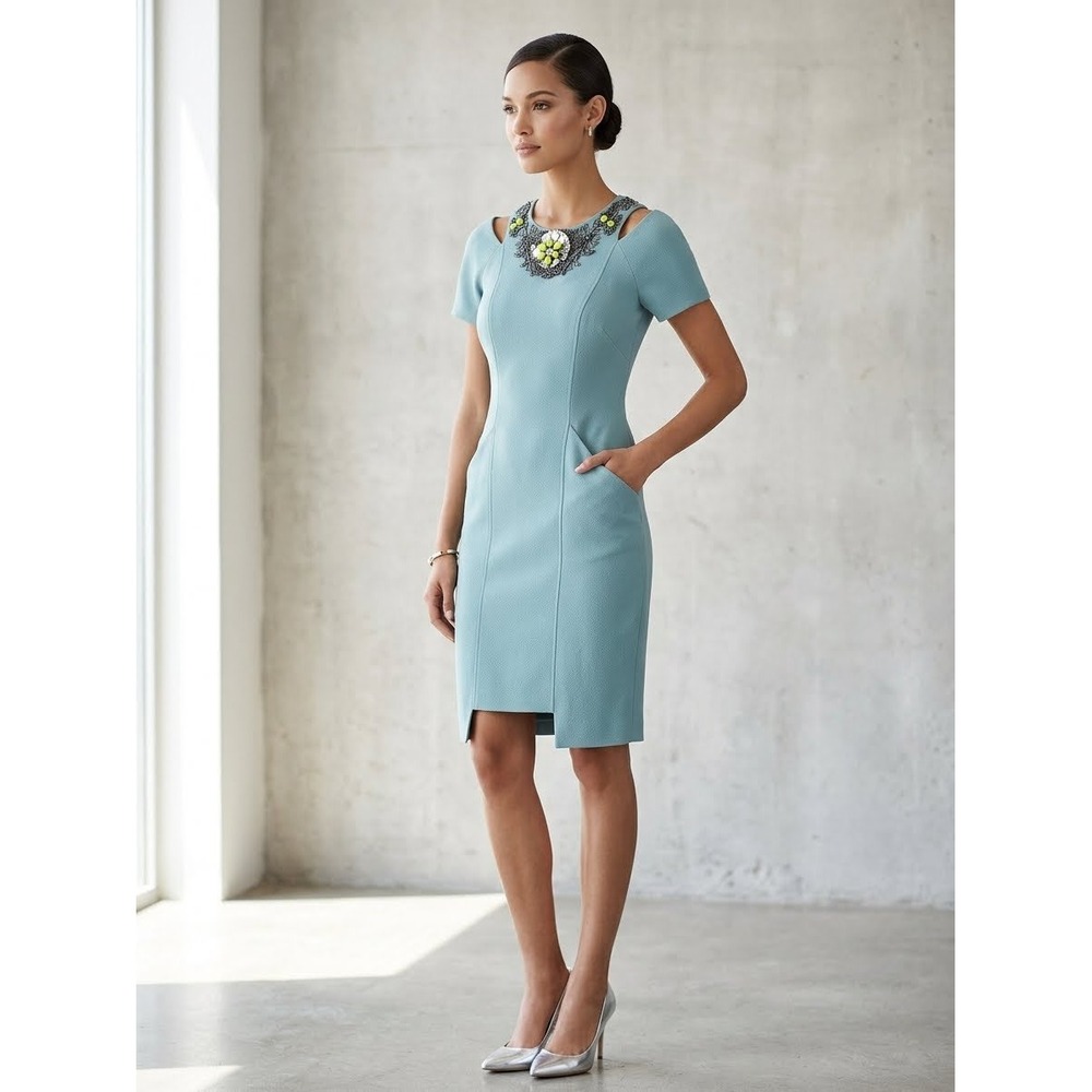 Matthew Williamson Fall 2012 Archival Embellished Cutout Wool Crepe Dress 12